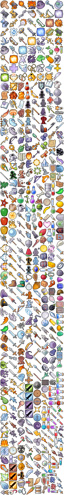 496 pixel art icons for medieval/fantasy RPG